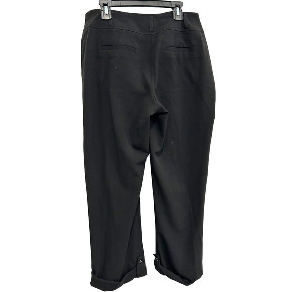 Chicos Black Utility Pants With Zipper Pockets & Cuffed Hems Size S - Picture 2 of 10